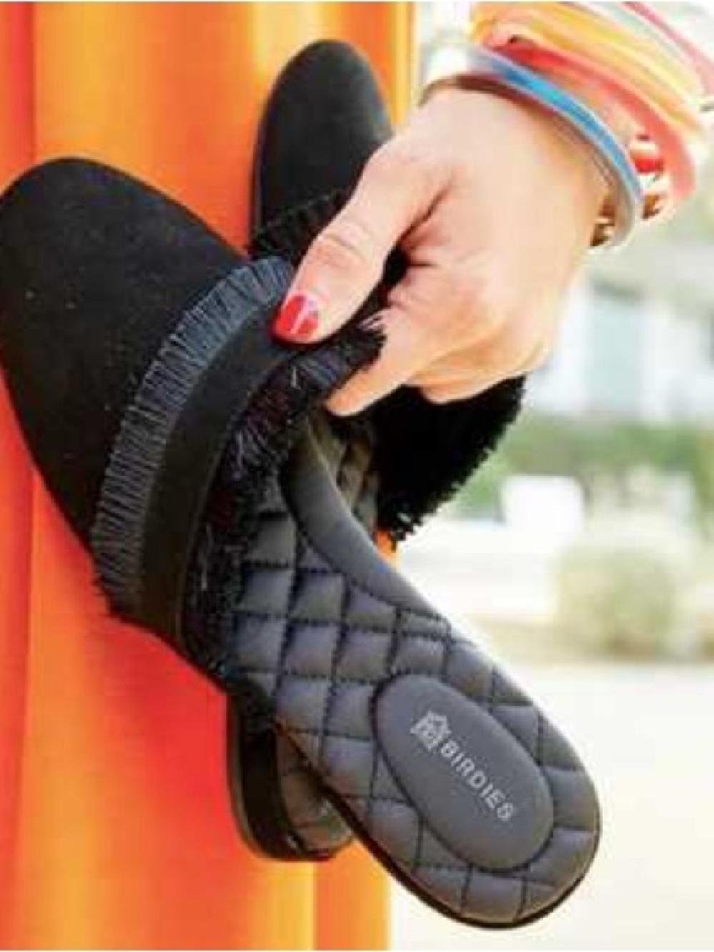 Birdies Ani Black Fringed Mules